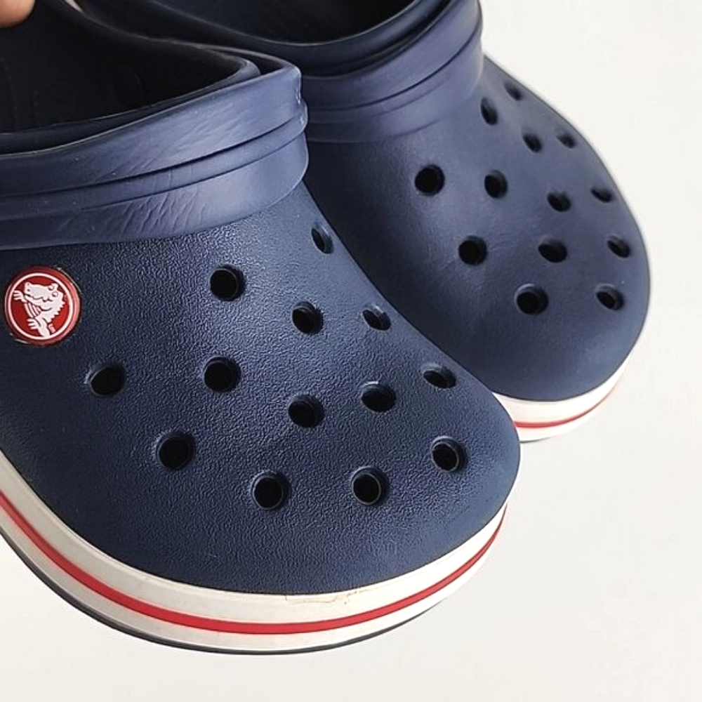 CROCS Unisex Juniors Clog Navy Sports Sandals Dark Blue Red Size 3 - Picture 8 of 16